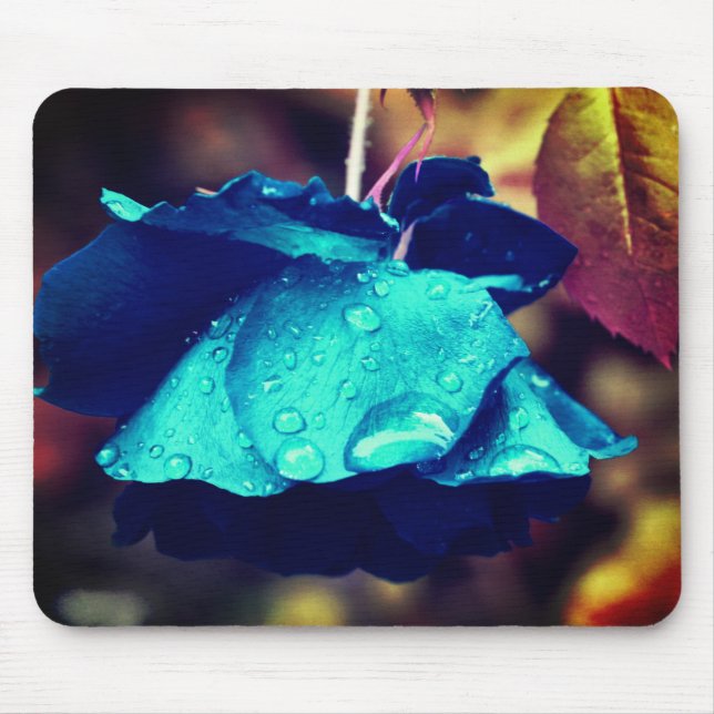 Abstract Blue Rose Flower Art Mouse Mat (Front)