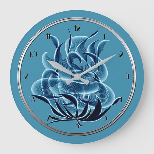 Abstract Blue Rose Wall Clock (Front)