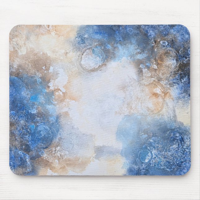 Abstract Blue & Sand Textured Clouds Mouse Mat (Front)