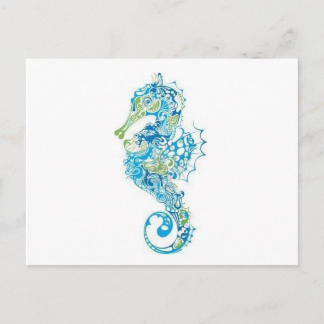 Abstract Blue Seahorse Postcard (Front)