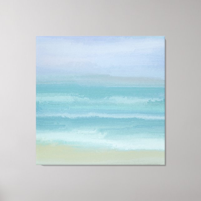 Abstract Blue Seashore Small Breakers  Watercolor Canvas Print (Front)