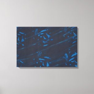 Abstract Blue Shapes on Navy Black Wrapped Canvas