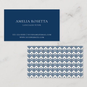 Abstract Blue Simple Professional Language Tutor Business Card