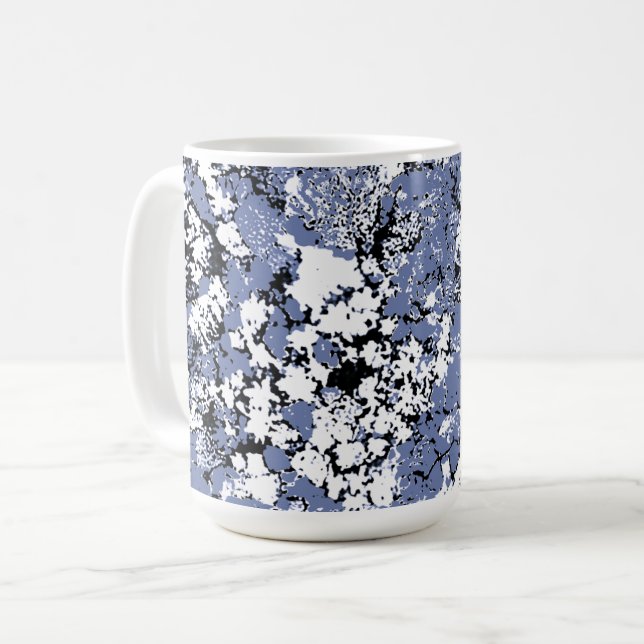 Abstract Blue Splatter Coffee Mug (Front Left)