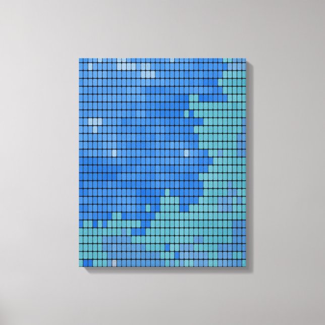 Abstract Blue Square Pattern Canvas Print (Front)