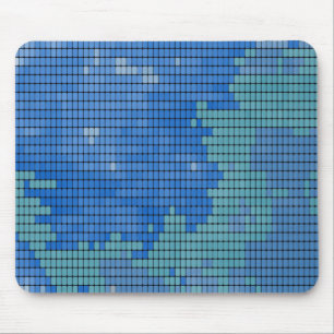 Abstract Blue Square Pattern Mouse Mat