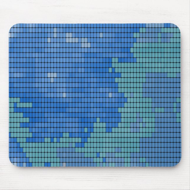 Abstract Blue Square Pattern Mouse Mat (Front)