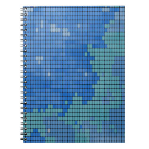 Abstract Blue Square Pattern Notebook
