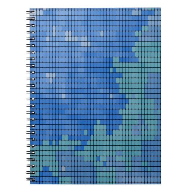 Abstract Blue Square Pattern Notebook (Front)
