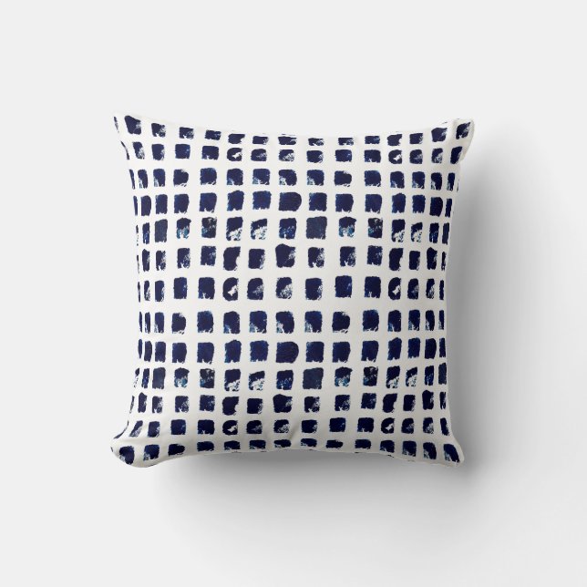 Abstract Blue Square Pattern Painting  Cushion (Front)