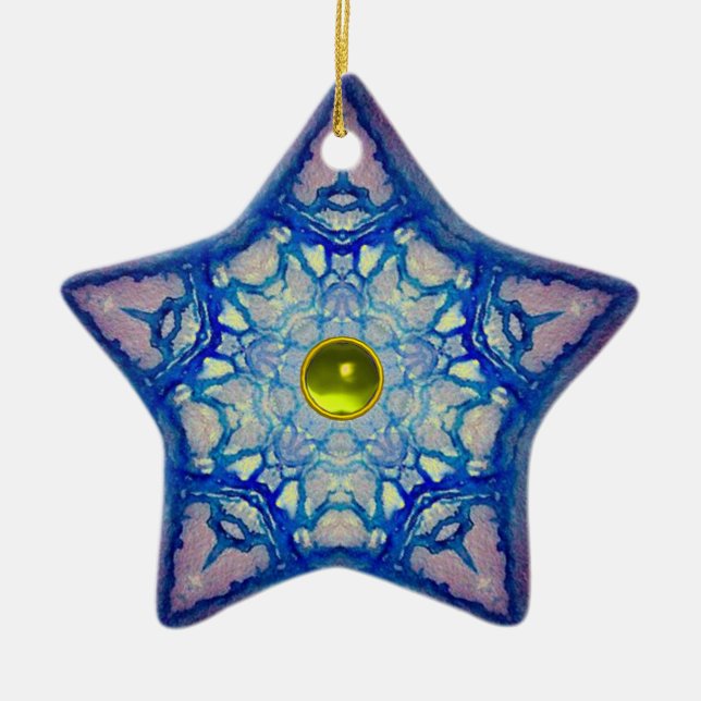 ABSTRACT BLUE STAR WITH GEM STONE CERAMIC TREE DECORATION (Front)