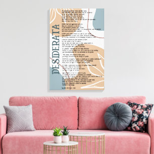 Abstract Blue Tan Desiderata by Max Ehrman Canvas Print
