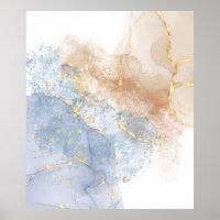 Abstract Blue, Taupe and Gold