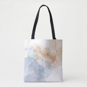 Abstract Blue, Taupe and Gold Tote Bag