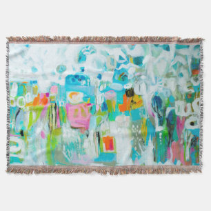 Abstract Blue Throw Blanket