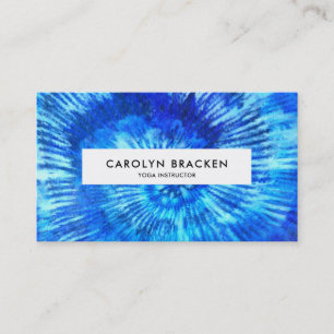Abstract Blue Tie Dye Watercolor Hippie Pattern  Business Card
