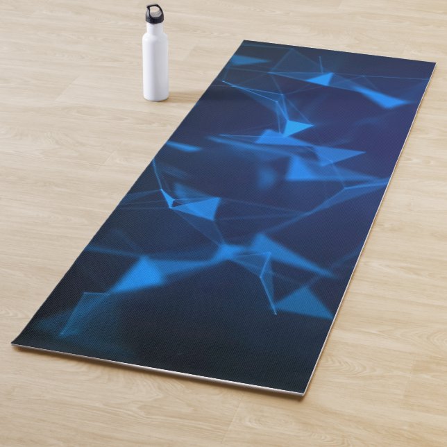 Abstract Blue Triangles on Black Yoga Mat (In Situ)