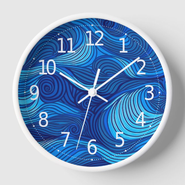 Abstract Blue Turquoise Ocean Water Waves | Clock (Front)