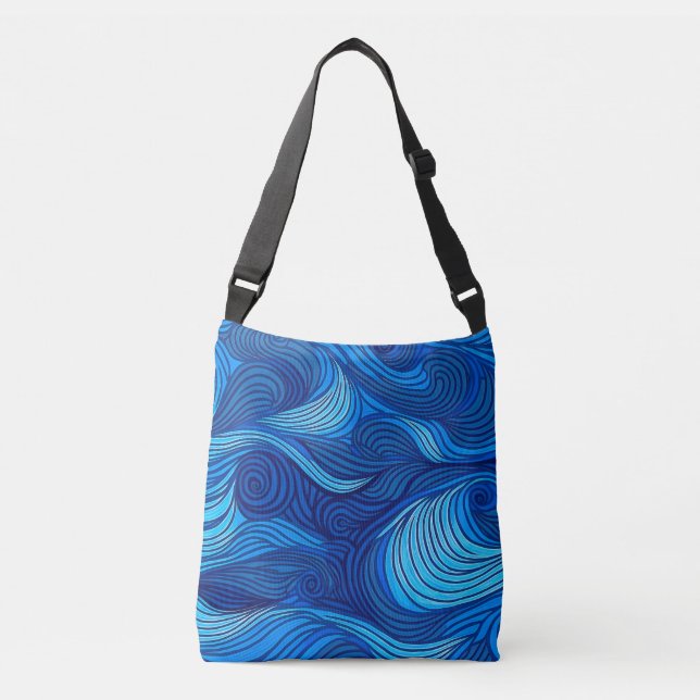 Abstract Blue Turquoise Ocean Water Waves | Crossbody Bag (Front)