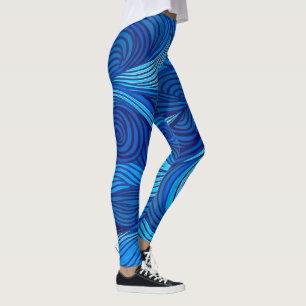 Abstract Blue Turquoise Ocean Water Waves Leggings