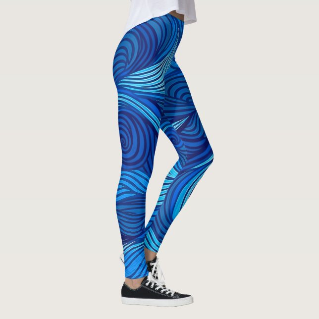 Abstract Blue Turquoise Ocean Water Waves | Leggings (Right)