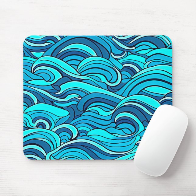 Abstract Blue Turquoise Ocean Water Waves | Mouse Mat (With Mouse)