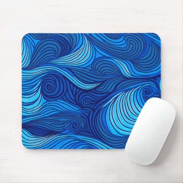 Abstract Blue Turquoise Ocean Water Waves | Mouse Mat (With Mouse)