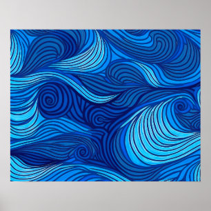 Abstract Blue Turquoise Ocean Water Waves   Poster