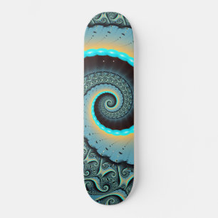 Abstract Blue Turquoise Orange Fractal Art Skateboard