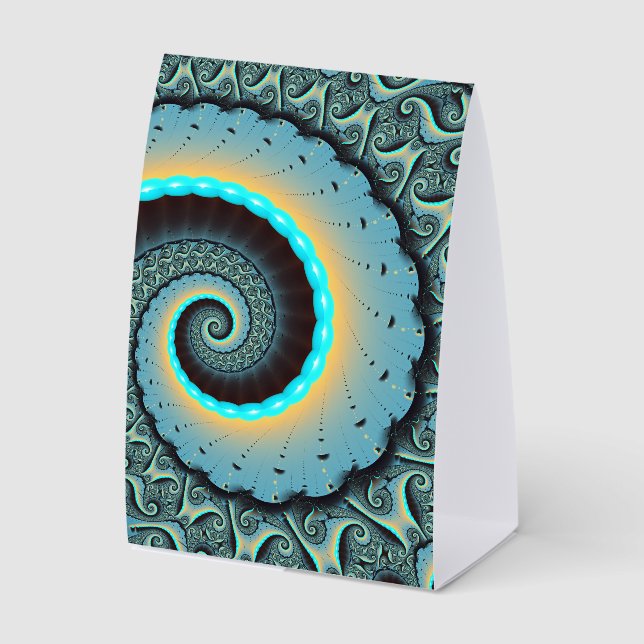 Abstract Blue Turquoise Orange Fractal Art Spiral (Front)