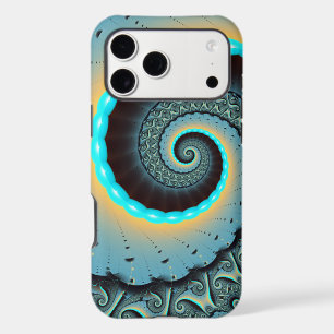 Abstract Blue Turquoise Orange Fractal Art Spiral