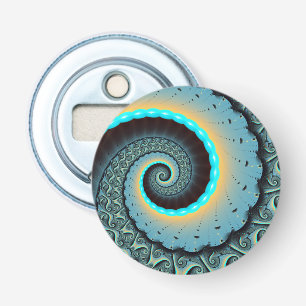 Abstract Blue Turquoise Orange Fractal Art Spiral Bottle Opener