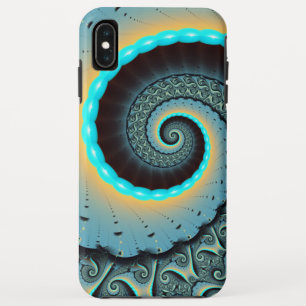 Abstract Blue Turquoise Orange Fractal Art Spiral iPhone XS Max Case