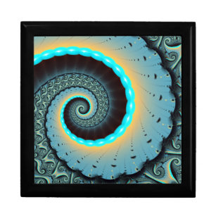 Abstract Blue Turquoise Orange Fractal Art Spiral Gift Box