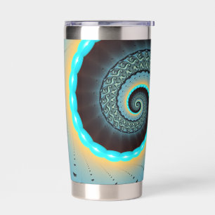 Abstract Blue Turquoise Orange Fractal Art Spiral Insulated Tumbler