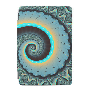 Abstract Blue Turquoise Orange Fractal Art Spiral iPad Mini Cover