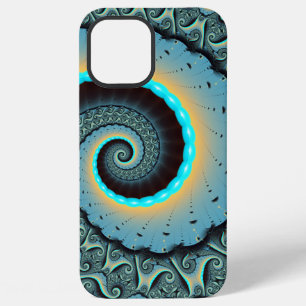 Abstract Blue Turquoise Orange Fractal Art Spiral iPhone 12 Pro Max Case