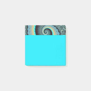 Abstract Blue Turquoise Orange Fractal Art Spiral Post-it Notes