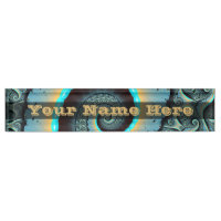 Abstract Blue Turquoise Orange Fractal Spiral Text