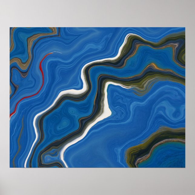 Abstract Blue Wall” Poster (Front)