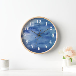 Abstract Blue Water Beach Decor Large Clock