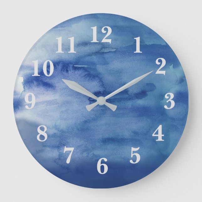 Abstract Blue Water Beach Decor Large Clock (Front)
