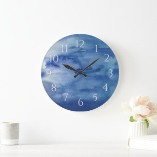 Abstract Blue Water Beach Decor Large Clock