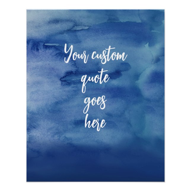 Abstract Blue Water Texture Beach Custom Quote Poster (Front)