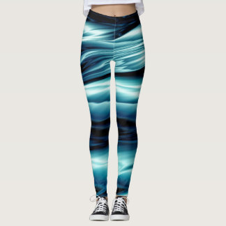 Abstract Blue Water Waves Leggings