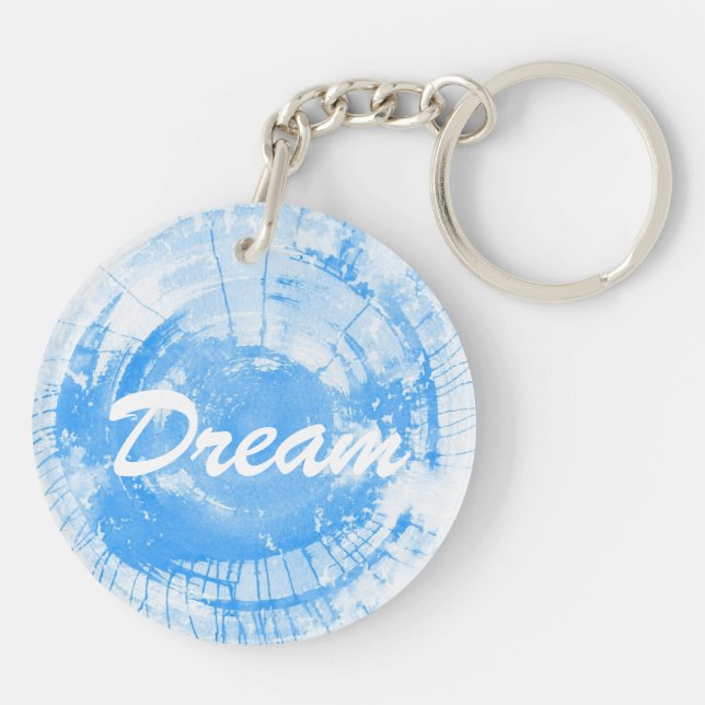 Abstract blue watercolor background, texture. key ring (Back)