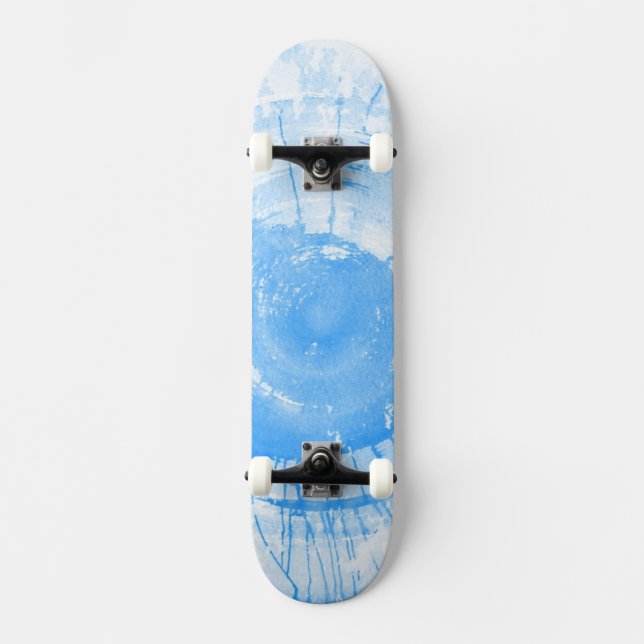 Abstract blue watercolor background, texture. skateboard (Front)