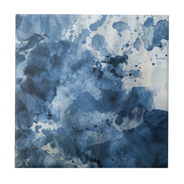Abstract blue watercolor background tile (Front)