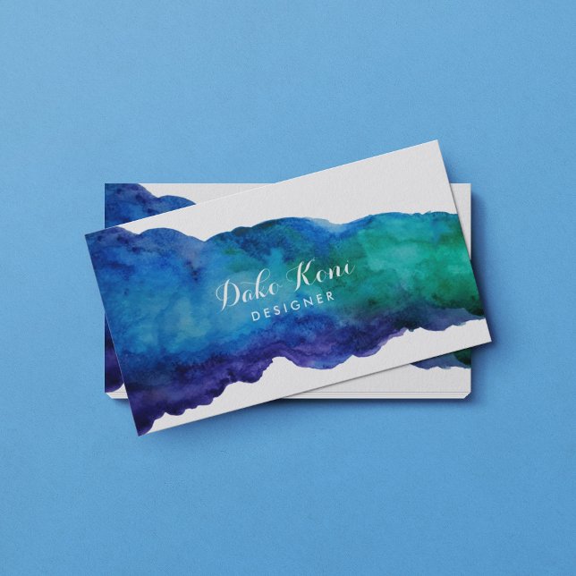 Abstract Blue Watercolor Business Card (Creator Uploaded)