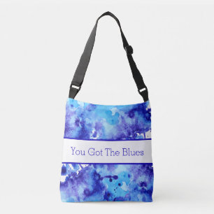 Abstract Blue Watercolor Design Crossbody Bag